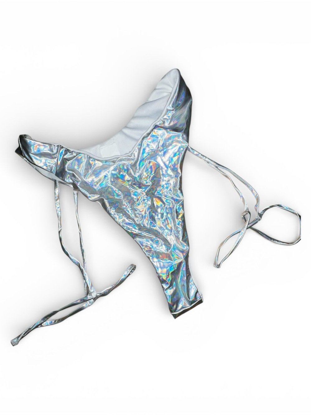 IHR Holographic Silver Tie-Side Bikini Bottom - Women Swim